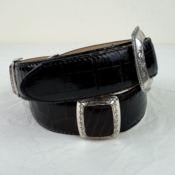Brighton Black & Brown Alligator Embossed Belt - Picture 6 of 9